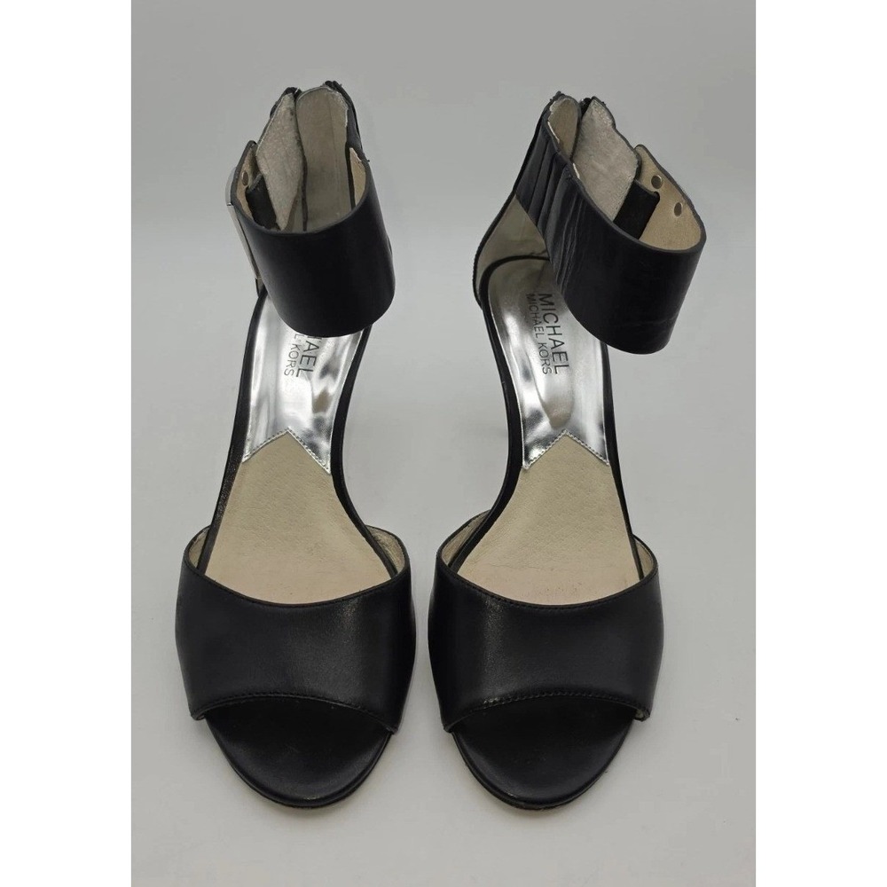 Michael Kors Guiliana Black Open Toe Ankle Strap Sandals Women's Size 8